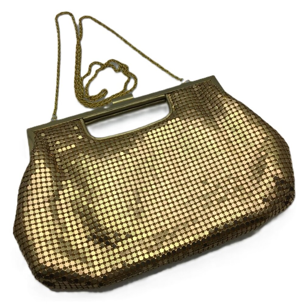 Vintage La Regale‎ Gold Tone Mesh Convertible Snap Close Frame Evening Purse